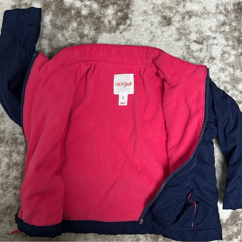 CAT & JACK Girls’ 3-in-1 Snowplay Toddler  Jacket Size 3T Blue Pink Light Blue